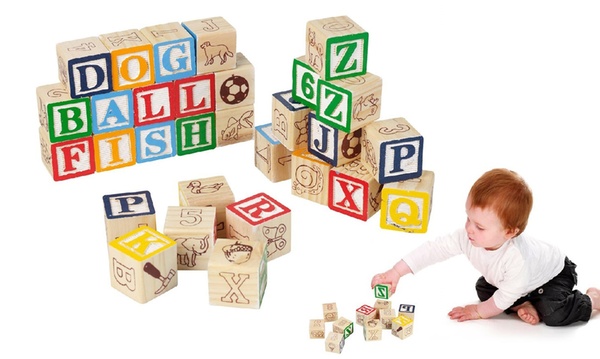 cubos de madera para bebés